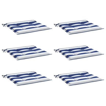 Cuscini per Sedia 6 pz Strisce Bianche e Blu 40x40x3 cm Tessuto | homemem39