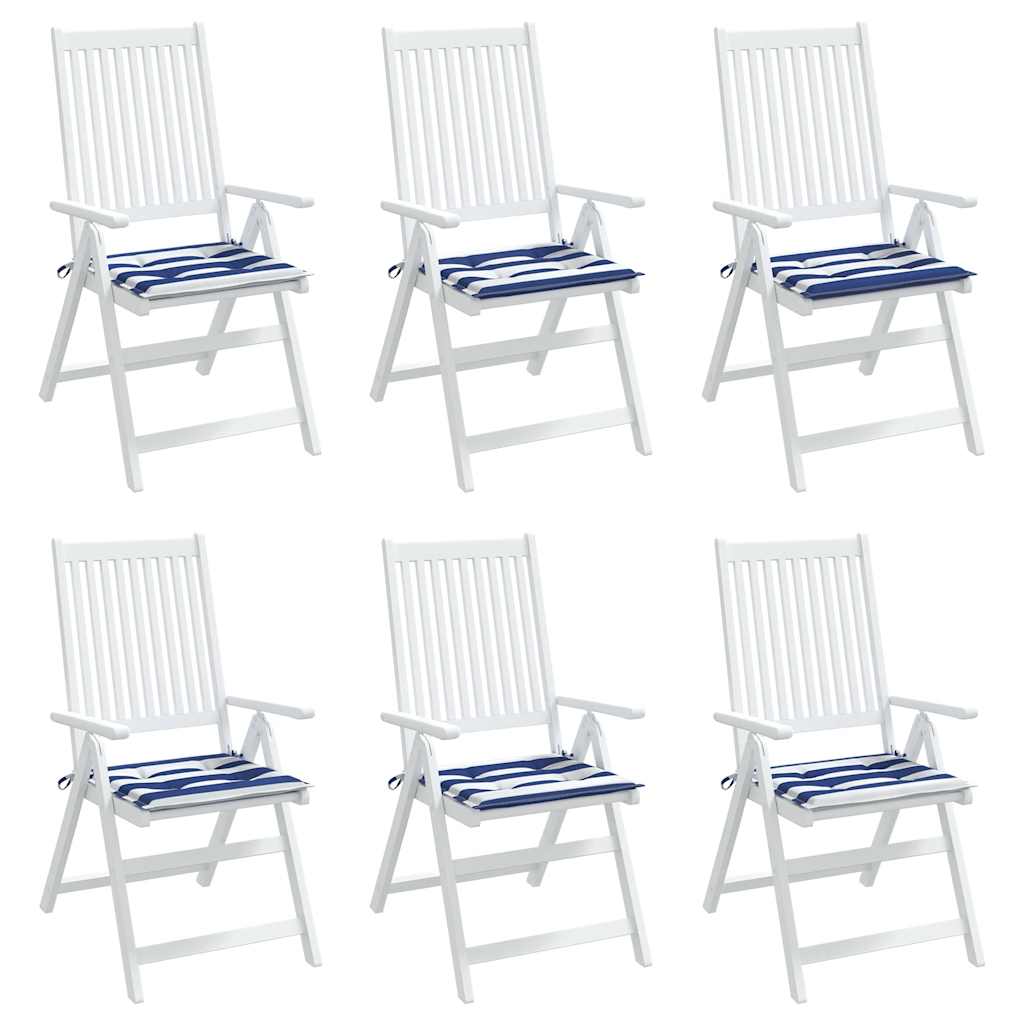 Cuscini per Sedia 6 pz Strisce Bianche e Blu 40x40x3 cm Tessuto | homemem39