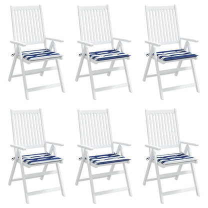 Cuscini per Sedia 6 pz Strisce Bianche e Blu 40x40x3 cm Tessuto | homemem39