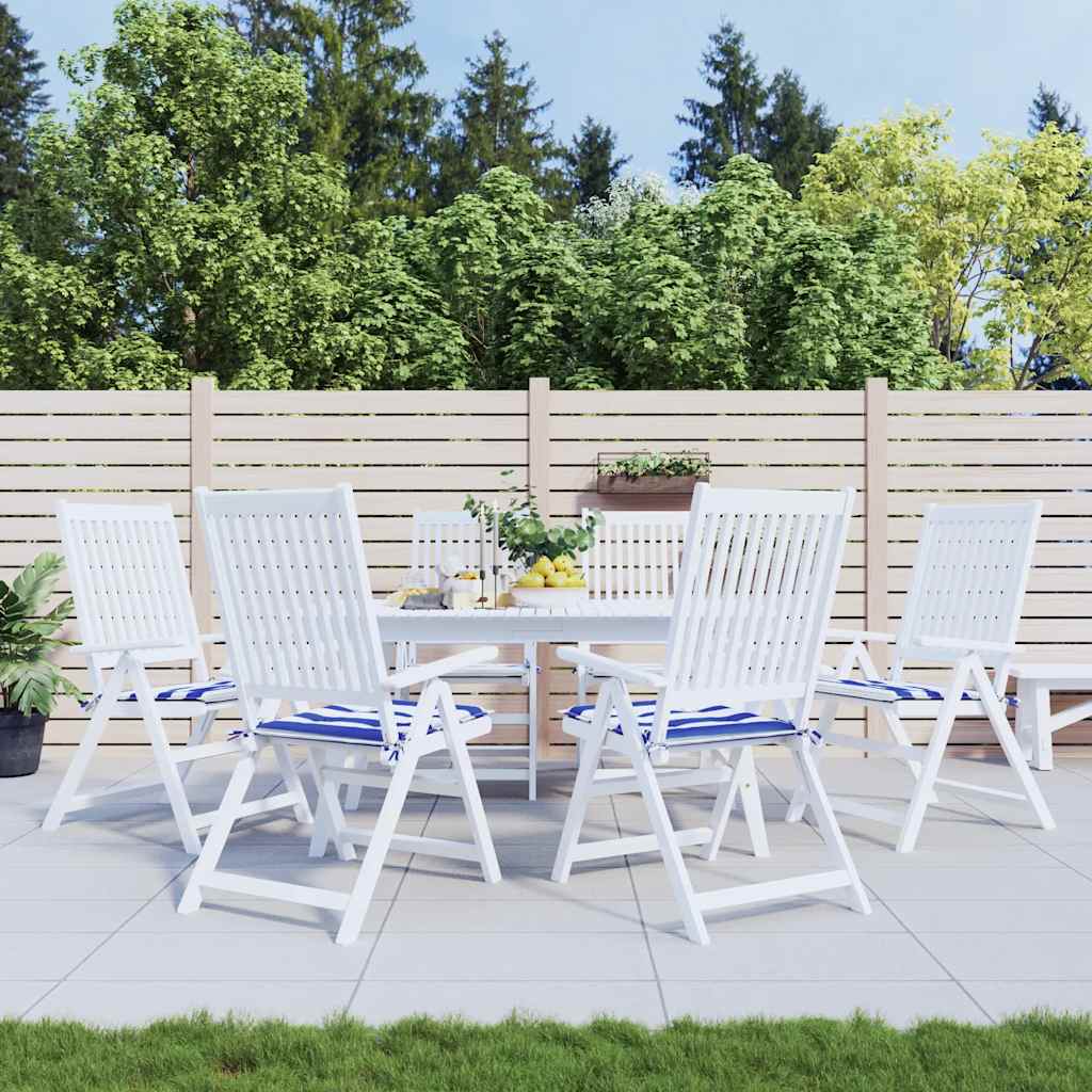 Cuscini per Sedia 6 pz Strisce Bianche e Blu 40x40x3 cm Tessuto | homemem39