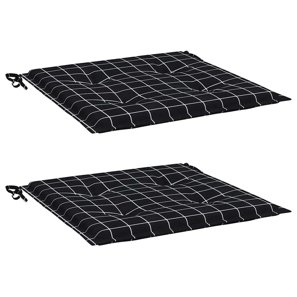 Cuscini Sedia 2 pz Motivo a Quadri Nero 40x40x4 cm in Tessuto