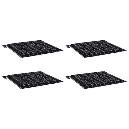 Cuscini Sedia 4 pz Motivo a Quadri Nero 40x40x4 cm in Tessuto