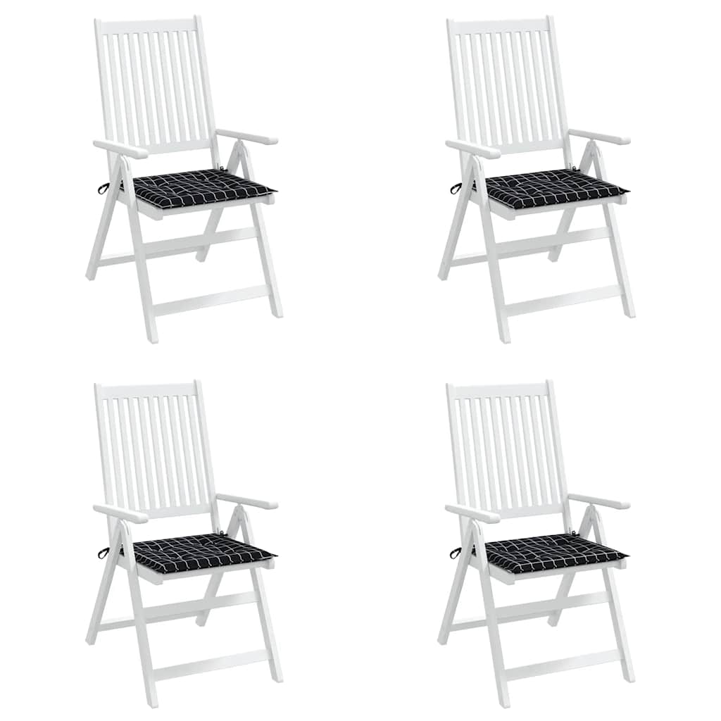 Cuscini Sedia 4 pz Motivo a Quadri Nero 40x40x3 cm in Tessuto | homemem39