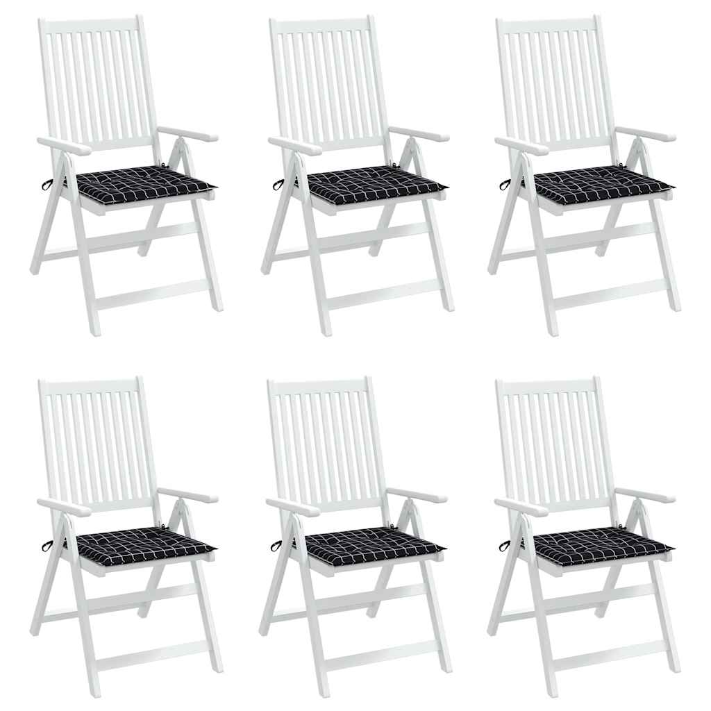 Cuscini Sedia 6 pz Motivo a Quadri Nero 40x40x3 cm in Tessuto | homemem39
