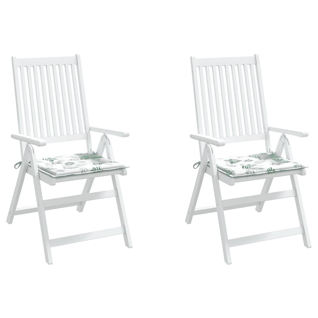 Cuscini per Sedia 2 pz Motivo a Foglie 40x40x3 cm Tessuto | homemem39