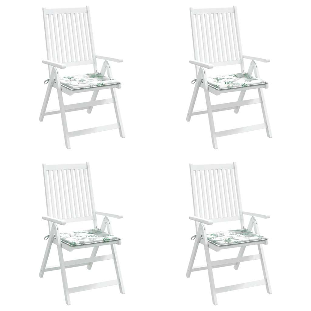 Cuscini per Sedia 4 pz Motivo a Foglie 40x40x3 cm Tessuto | homemem39