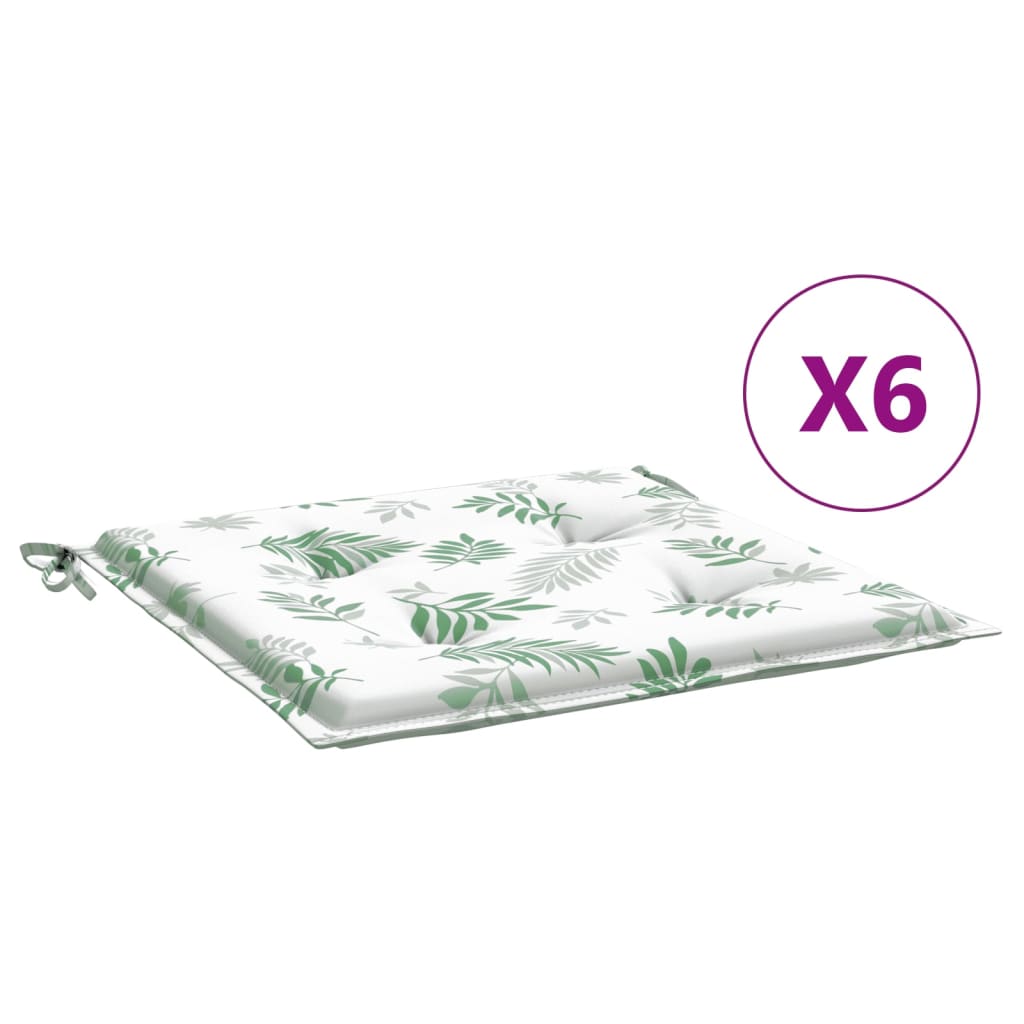 Cuscini per Sedia 6 pz Motivo a Foglie 40x40x4 cm Tessuto | homemem39