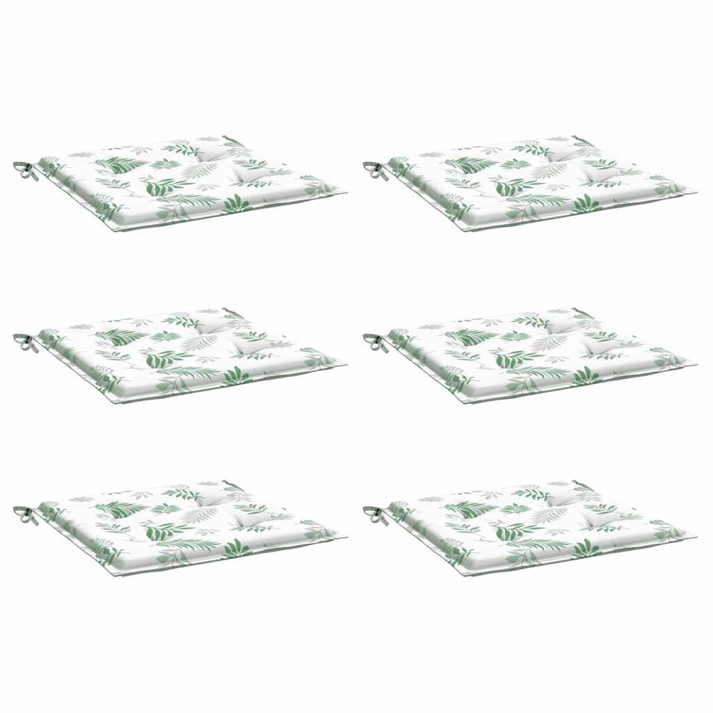 Cuscini per Sedia 6 pz Motivo a Foglie 40x40x3 cm Tessuto