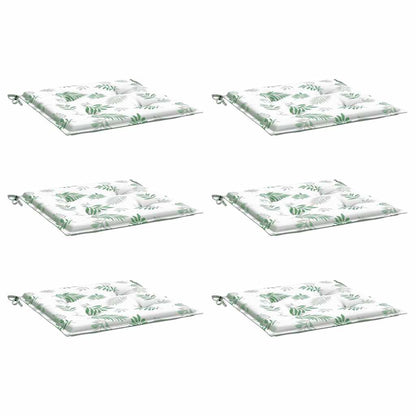 Cuscini per Sedia 6 pz Motivo a Foglie 40x40x3 cm Tessuto