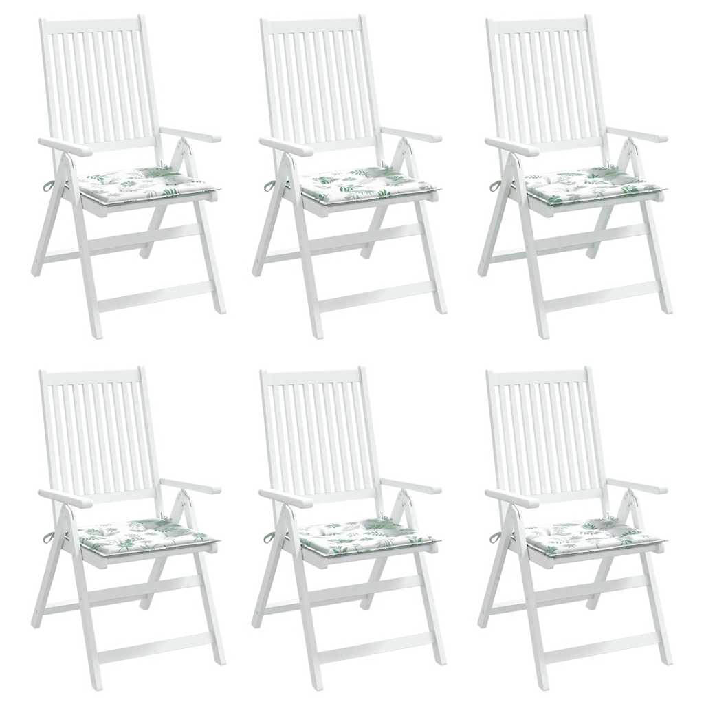 Cuscini per Sedia 6 pz Motivo a Foglie 40x40x3 cm Tessuto | homemem39
