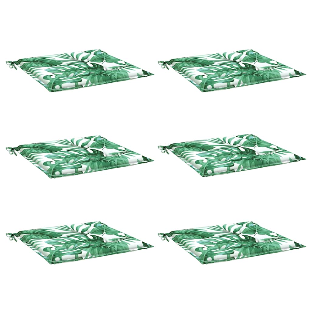 Cuscini per Sedia 6 pz Motivo a Foglie 50x50x3 cm in Tessuto | homemem39