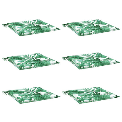 Cuscini per Sedia 6 pz Motivo a Foglie 50x50x3 cm in Tessuto | homemem39