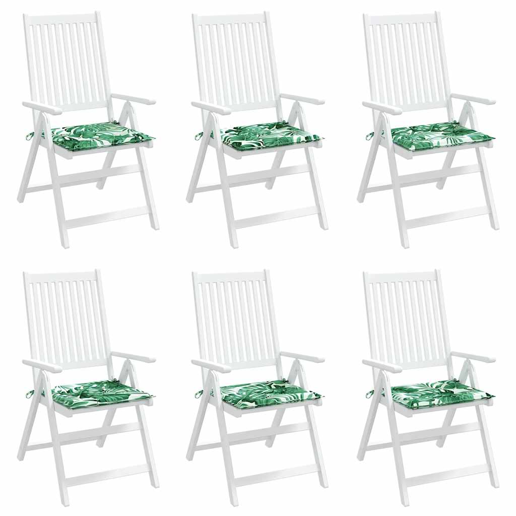 Cuscini per Sedia 6 pz Motivo a Foglie 50x50x3 cm in Tessuto | homemem39