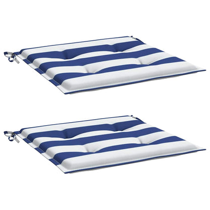 Cuscini per Sedia 2pz Strisce Bianche e Blu 50x50x3 cm Tessuto | homemem39