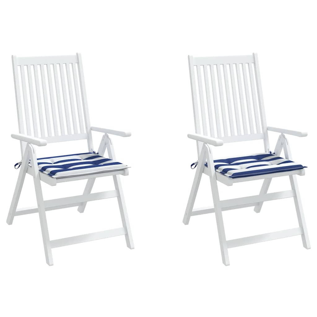Cuscini per Sedia 2pz Strisce Bianche e Blu 50x50x3 cm Tessuto | homemem39