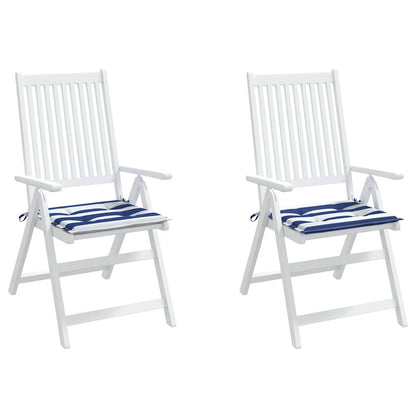 Cuscini per Sedia 2pz Strisce Bianche e Blu 50x50x3 cm Tessuto | homemem39