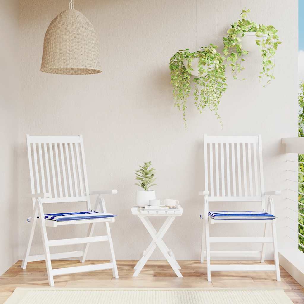Cuscini per Sedia 2pz Strisce Bianche e Blu 50x50x3 cm Tessuto | homemem39