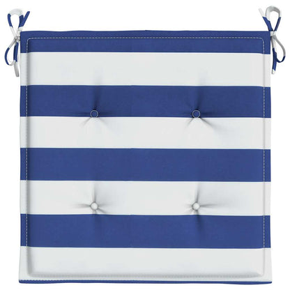 Cuscini per Sedia 2pz Strisce Bianche e Blu 50x50x4 cm Tessuto - homemem39