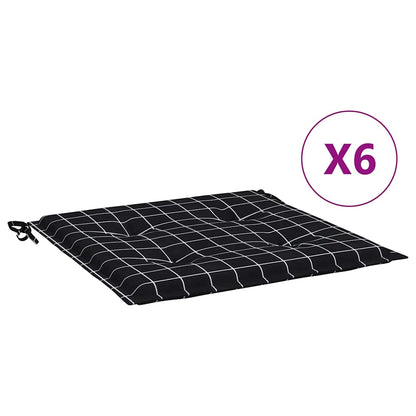Cuscini per Sedia 6 pz Motivo a Quadri Nero 50x50x3cm Tessuto | homemem39