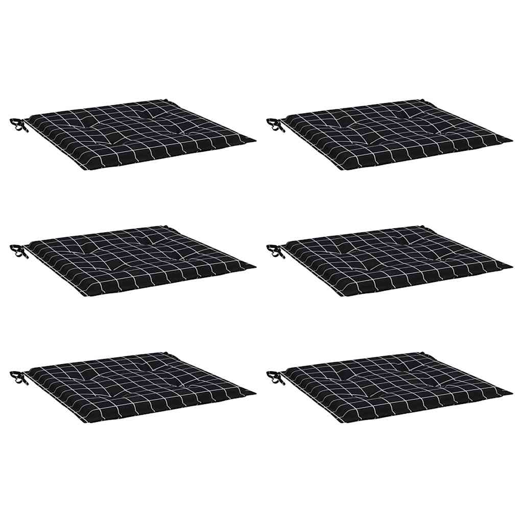 Cuscini per Sedia 6 pz Motivo a Quadri Nero 50x50x3cm Tessuto | homemem39