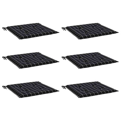 Cuscini per Sedia 6 pz Motivo a Quadri Nero 50x50x3cm Tessuto | homemem39