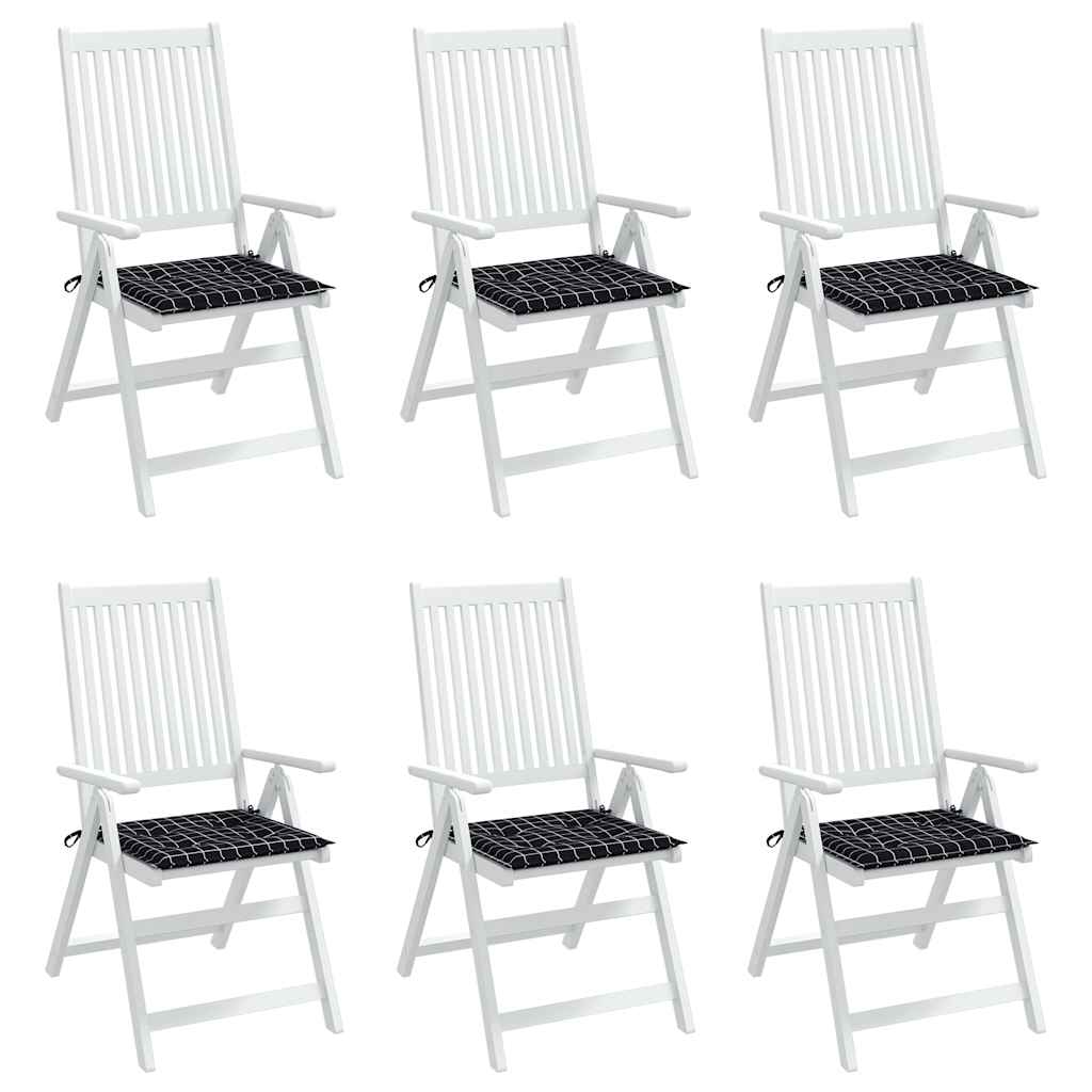Cuscini per Sedia 6 pz Motivo a Quadri Nero 50x50x3cm Tessuto | homemem39