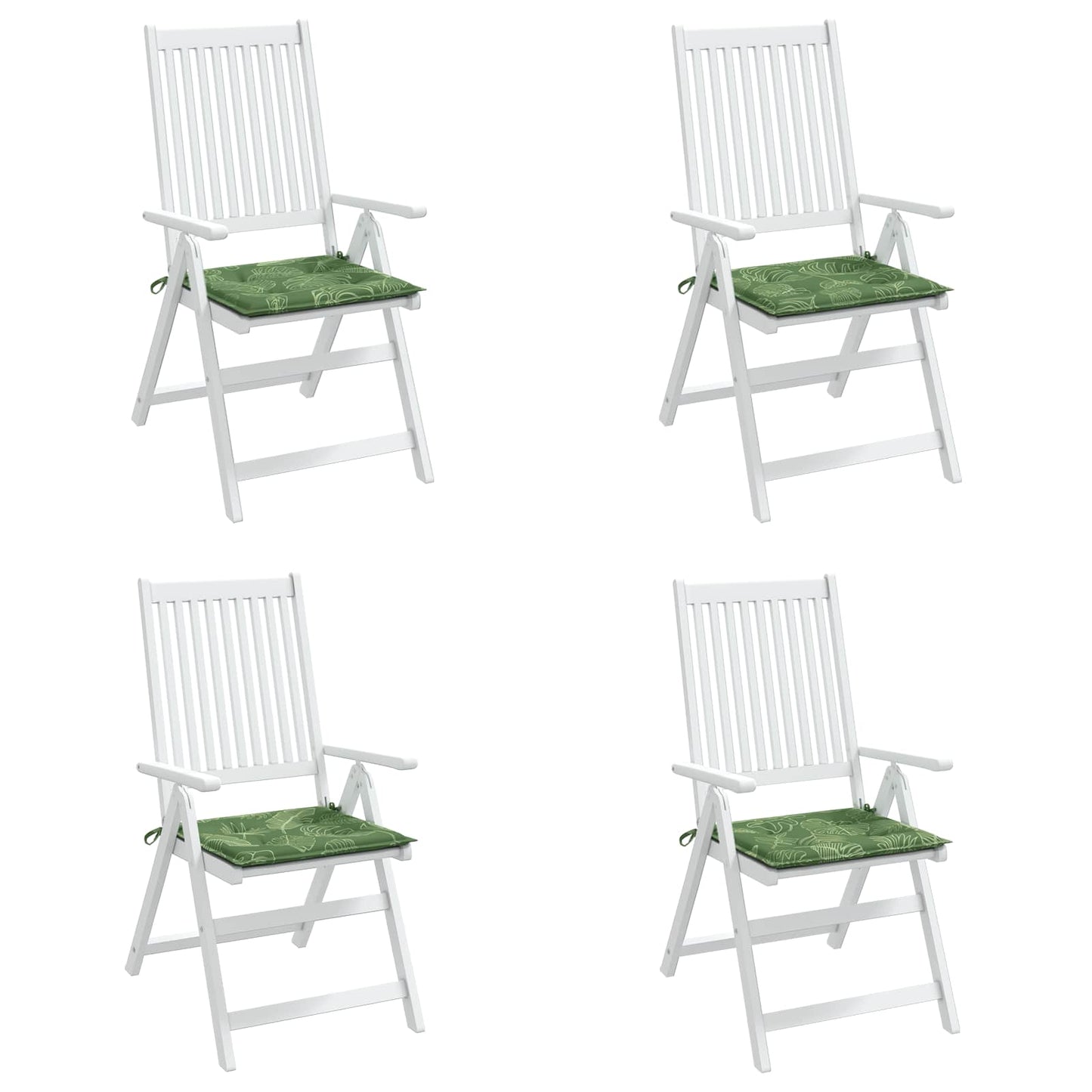 Cuscini per sedie 4 pz Verde e Bianco 50 x 50 x 4 cm | homemem39