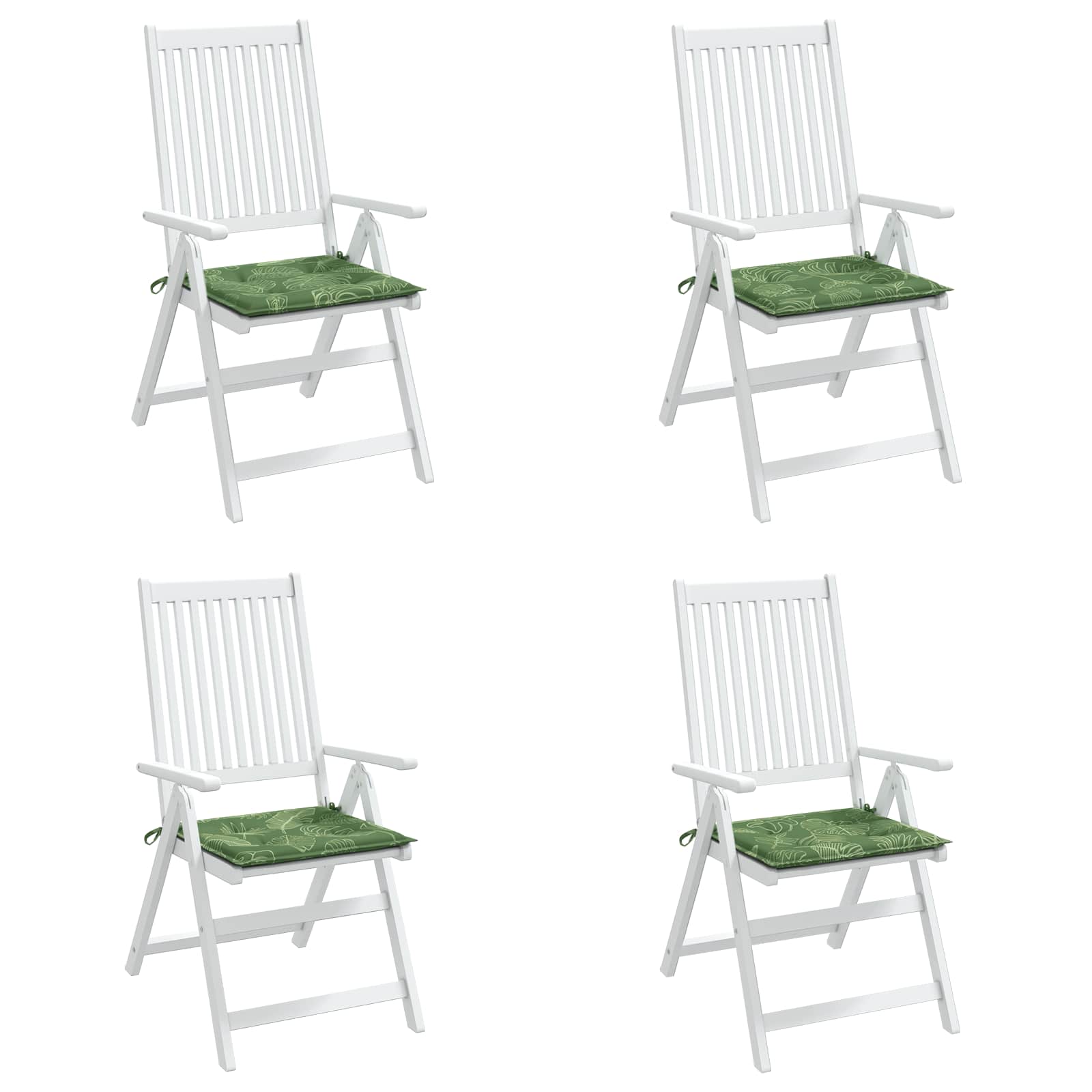 Cuscini per sedie 4 pz Verde e Bianco 50 x 50 x 4 cm | homemem39