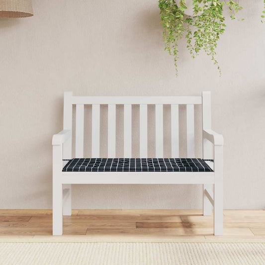 Cuscino Panca Giardino a Quadri Nero 100x50x4 cm Tessuto Oxford - homemem39