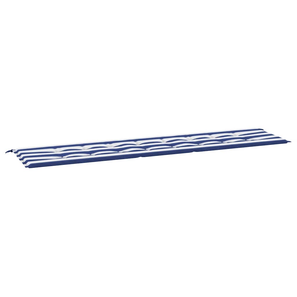 Cuscino Panca Giardino Righe Bianche e Blu 200x50x4 cm Tessuto - homemem39