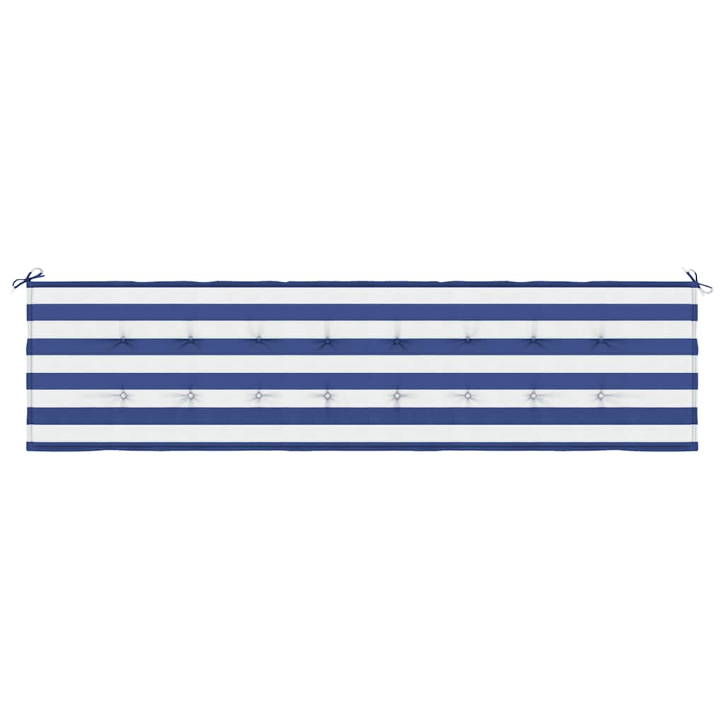 Cuscino Panca Giardino Righe Bianche e Blu 200x50x3 cm Tessuto