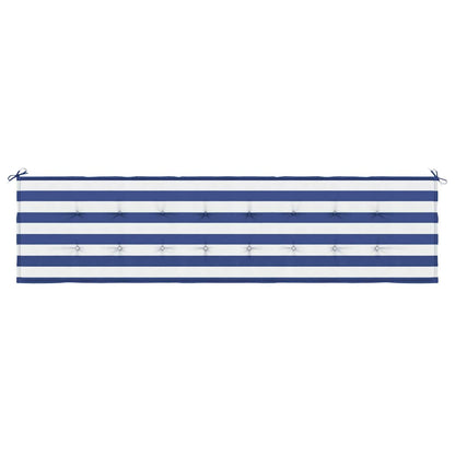 Cuscino Panca Giardino Righe Bianche e Blu 200x50x3 cm Tessuto