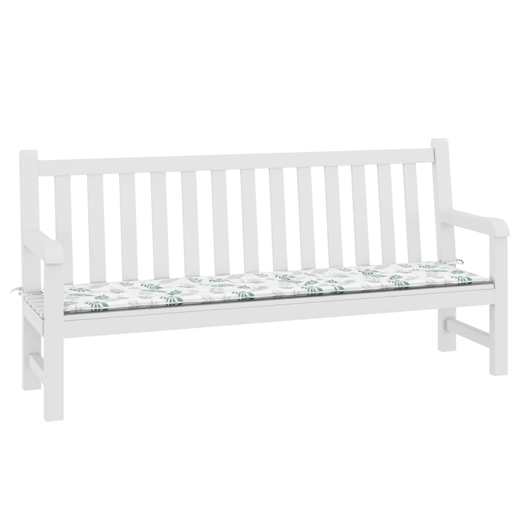 Cuscino Panca da Giardino Motivo a Foglie 200x50x3 cm Tessuto | homemem39