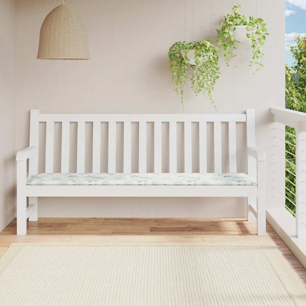 Cuscino Panca da Giardino Motivo a Foglie 200x50x3 cm Tessuto | homemem39
