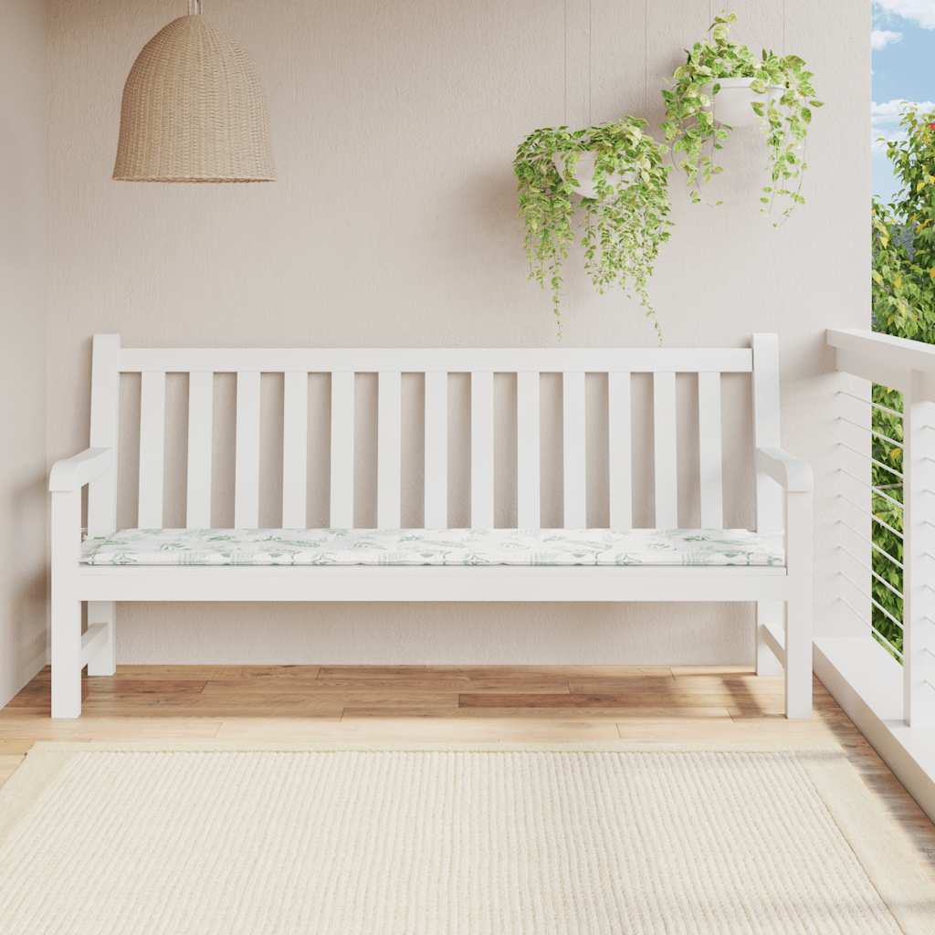 Cuscino Panca da Giardino Motivo a Foglie 200x50x3 cm Tessuto
