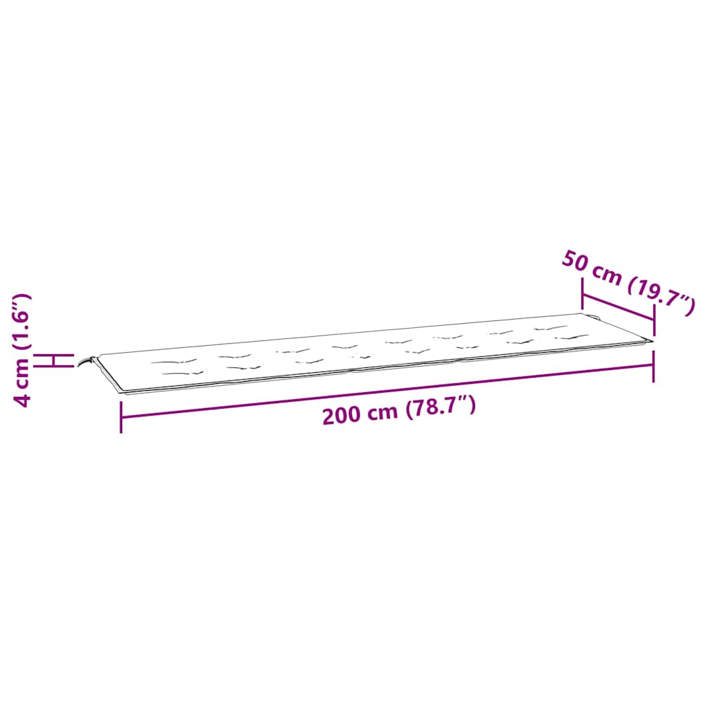 Cuscino per Panca da Giardino Rosa 200x50x3 cm in Tessuto | homemem39