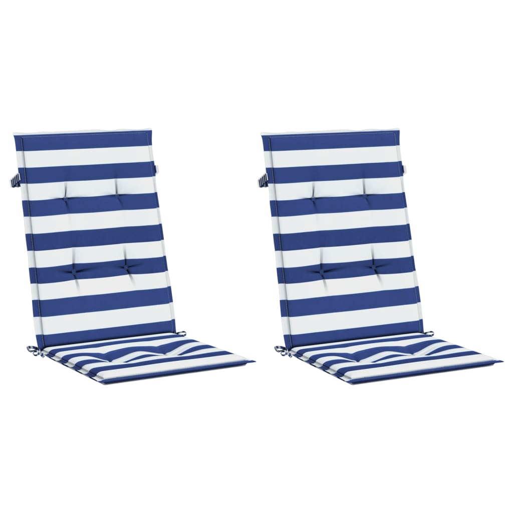 Cuscini Sedia Schienale Alto 2 pz Strisce Bianche e Blu Tessuto | homemem39