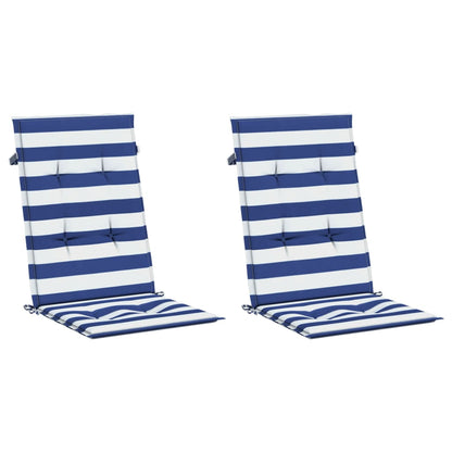 Cuscini Sedia Schienale Alto 2 pz Strisce Bianche e Blu Tessuto | homemem39