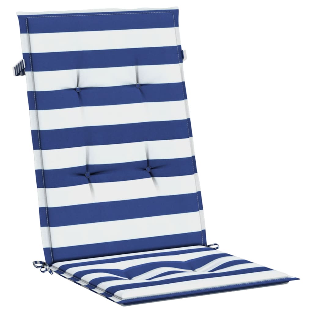 Cuscini Sedia Schienale Alto 2 pz Strisce Bianche e Blu Tessuto | homemem39