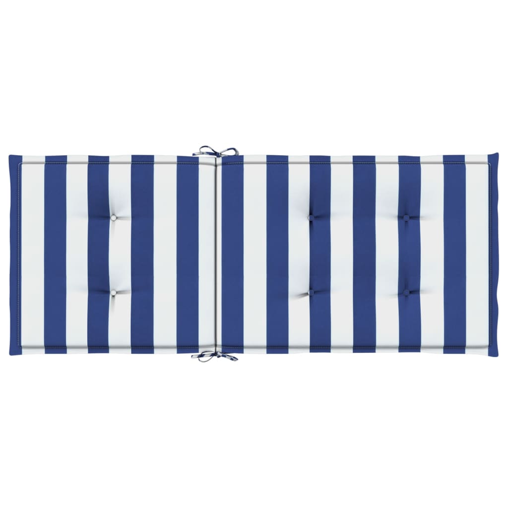 Cuscini Sedia Schienale Alto 2 pz Strisce Bianche e Blu Tessuto | homemem39