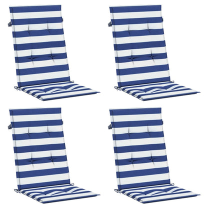 Cuscini Sedia Schienale Alto 4 pz Strisce Bianche e Blu Tessuto | homemem39