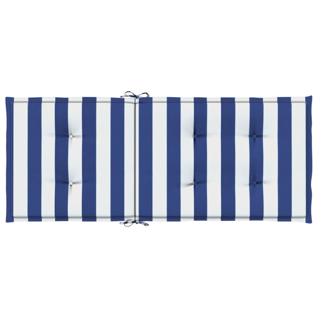 Cuscini Sedia Schienale Alto 4 pz Strisce Bianche e Blu Tessuto | homemem39