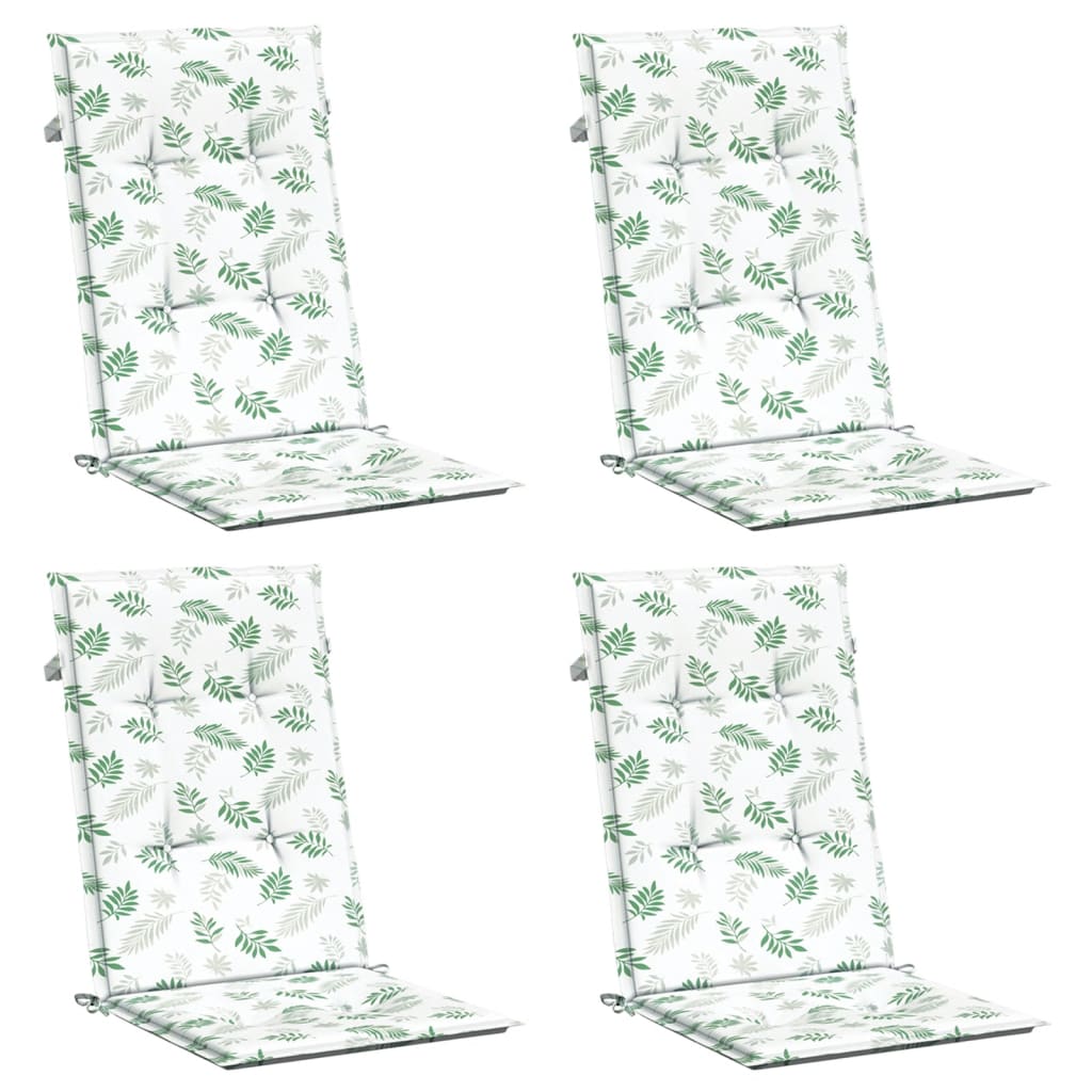 Cuscini per Sedia Schienale Alto 4 pz Motivo Foglie in Tessuto | homemem39