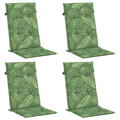 Cuscini per Sedia Schienale Alto 4 pz Motivo Foglie in Tessuto - homemem39