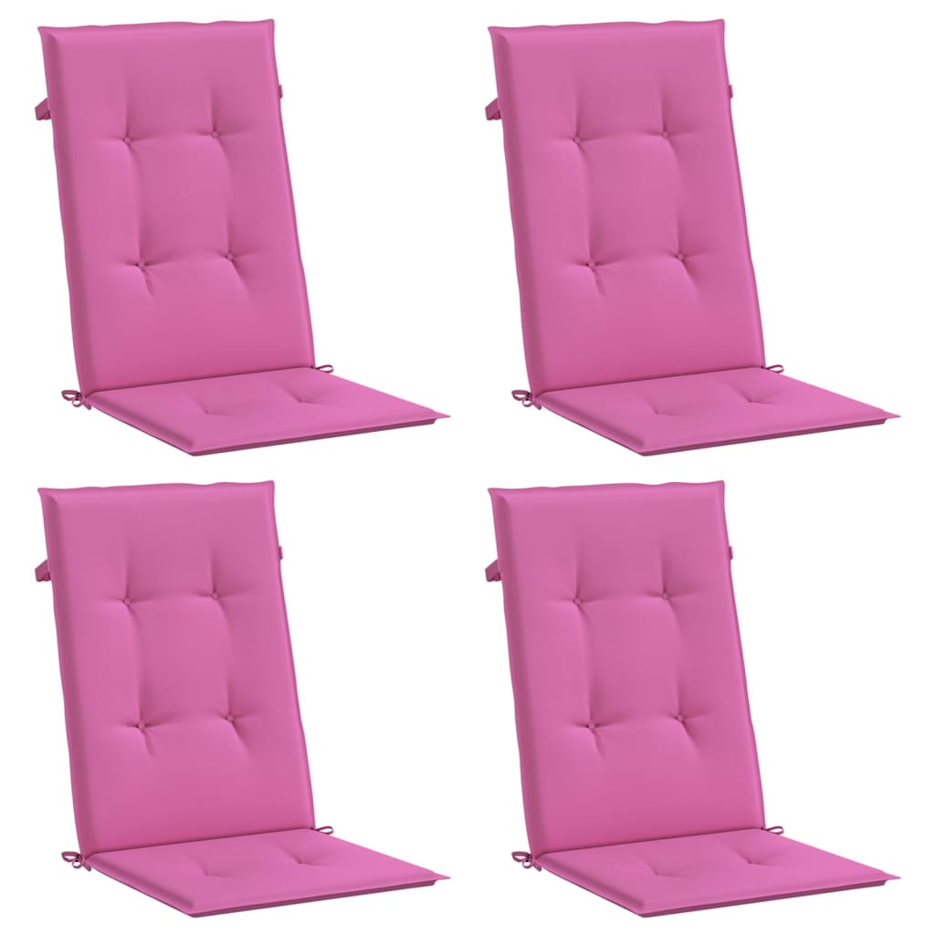 Cuscini per Sedia con Schienale Alto 4pz Rosa in Tessuto