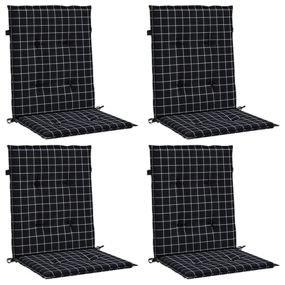 Cuscini Sedia Schienale Basso 4 pz Motivo a Quadri Nero Tessuto | homemem39