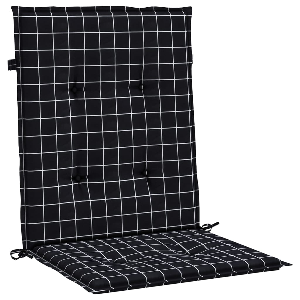 Cuscini Sedia Schienale Basso 4 pz Motivo a Quadri Nero Tessuto | homemem39