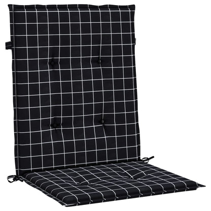 Cuscini Sedia Schienale Basso 4 pz Motivo a Quadri Nero Tessuto | homemem39