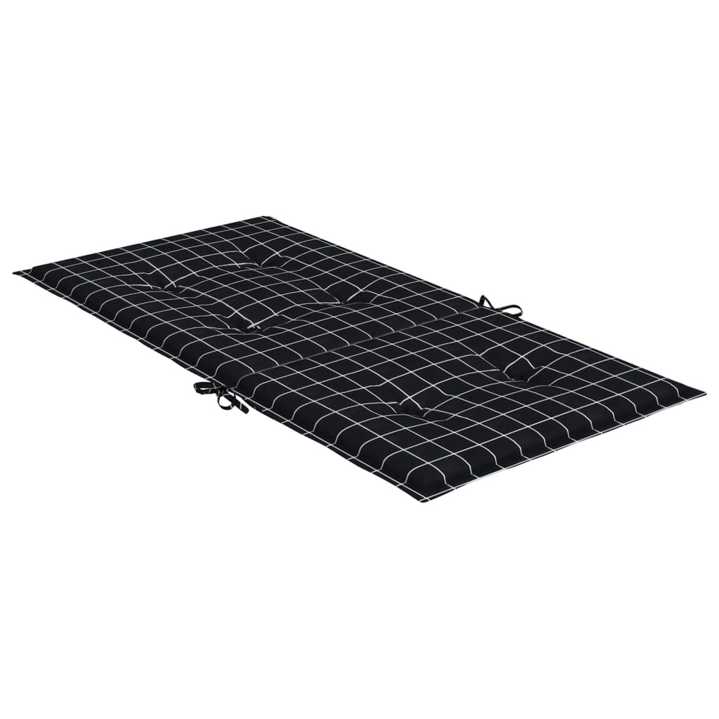 Cuscini Sedia Schienale Basso 4 pz Motivo a Quadri Nero Tessuto | homemem39