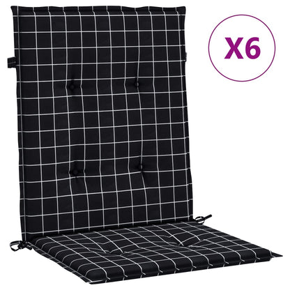 Cuscini Sedia Schienale Basso 6 pz Motivo a Quadri Nero Tessuto | homemem39